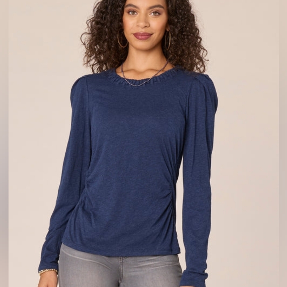 NWT Democracy Navy Heather Long Sleeve Tee PL  Firm Price